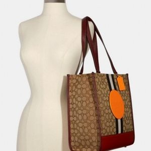Coach Brown and Red Tote Bag